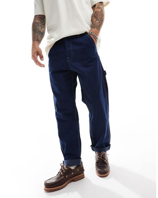 Lee Jeans Blue Relaxed Canvas Carpenter Trousers