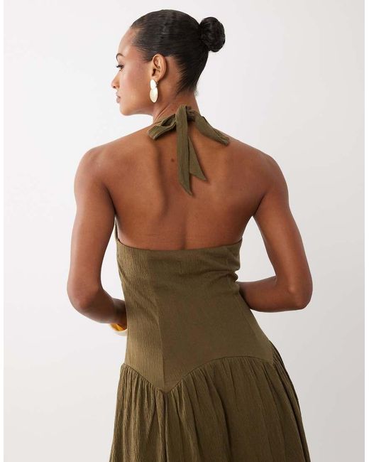 ASOS Natural Sweetheart Neck Shirred Maxi Dress
