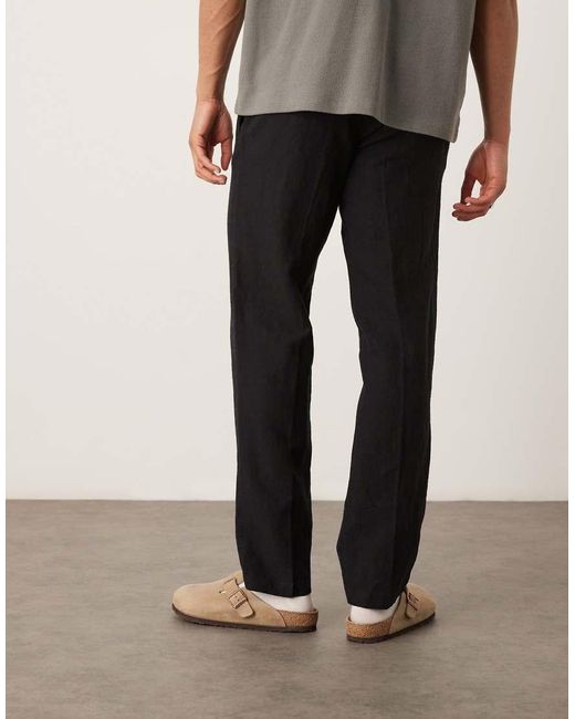 SELECTED Gray Leroy Straight Fit Linen Trouser for men