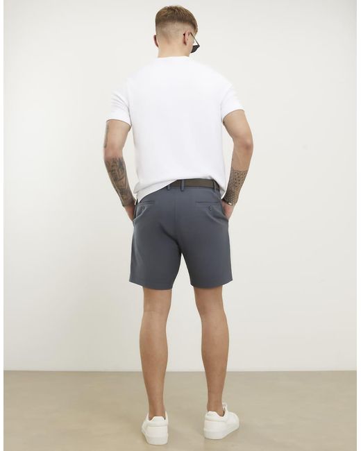 River Island Natural Slim Fit Belted Chino Shorts for men