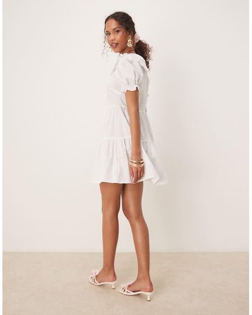 Glamorous White Round Neck Mini Dress
