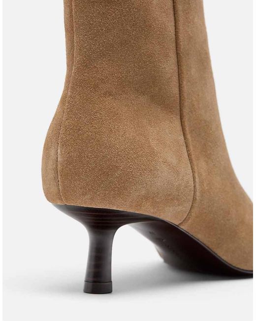 Stradivarius White Leather Kitten Heel Ankle Boots