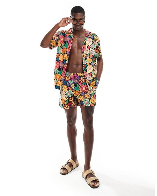Hunky Trunks White Hawaii Floral Swim Shorts for men