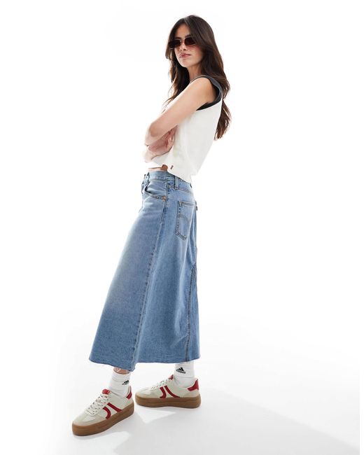 Jupe en jean longue coupe évasée déstructurée à taille haute - moyen Levi's en coloris Blue