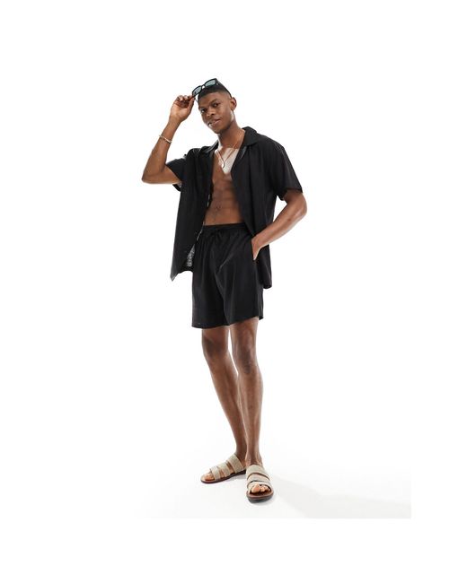 South Beach – strandhemd aus leinenmischung in Black für Herren