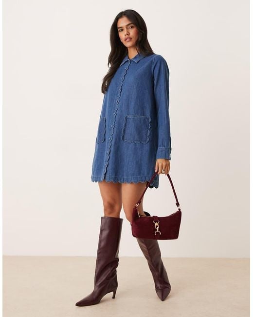 Nobody's Child Blue Kynance Denim Smock Mini Dress