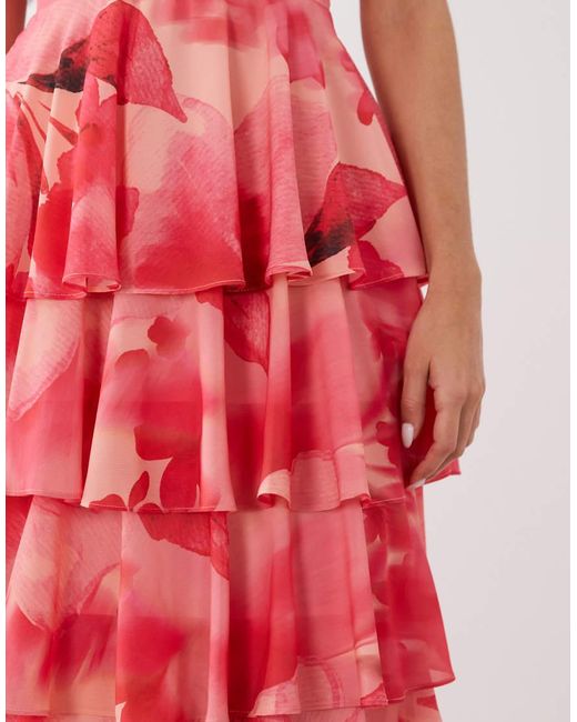 Pretty Lavish Pink Jules Flutter Sleeve Open Lace Up Back Maxi Dress