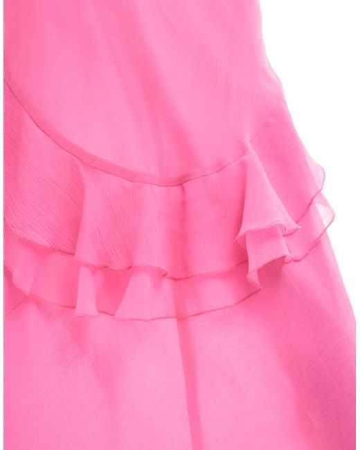 ASOS Pink Halter Maxi Dress With Ruffle Detail And Hi Lo Hem