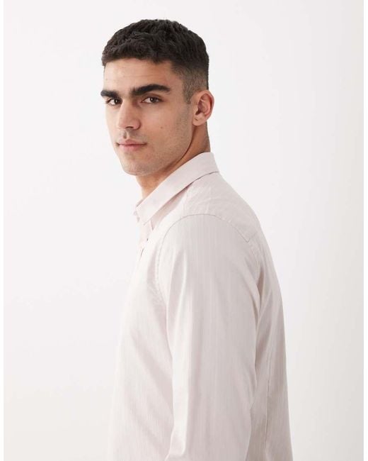 ASOS Gray Slim Textured Dress Shirt for men