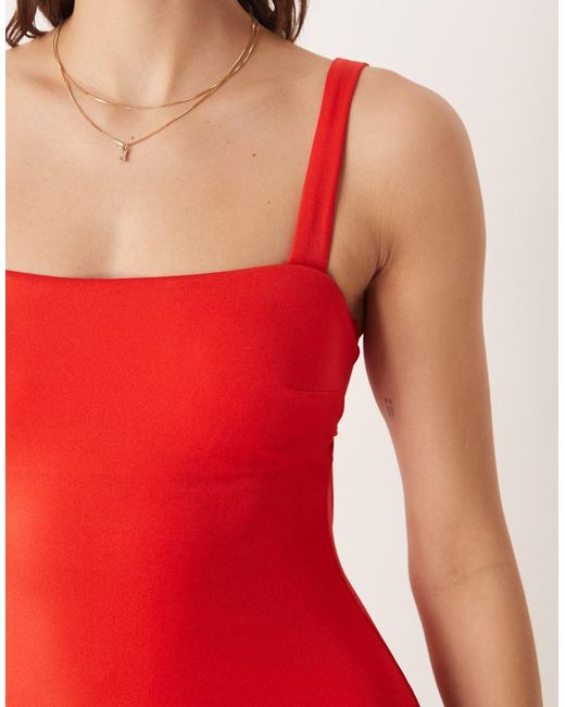 Free Society Red Square Neck Swimsuit