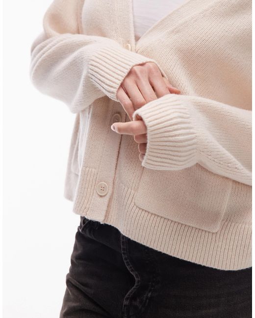 & Other Stories Natural Wool Blend Cardigan With Patch Pockets