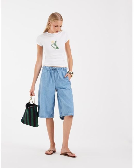 ASOS White Baby Tee With Beaded Cactus Graphic