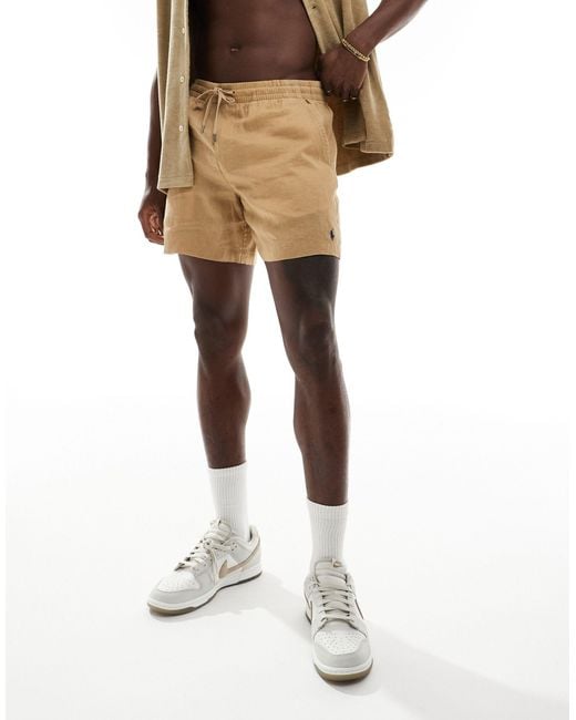 Polo Ralph Lauren Metallic Prepsters Icon Logo Linen Shorts for men