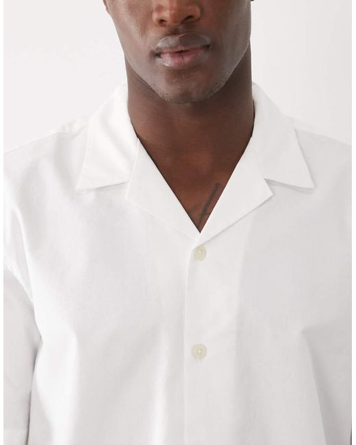 SELECTED White 100% Cotton Short Sleeve Shirt for men