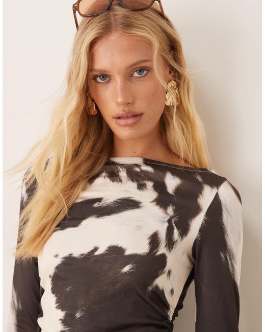 ASOS Natural Fit And Flare Long Sleeve Mini Dress