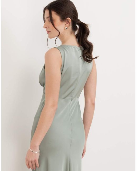 Maya White Sleeveless V Neck Satin Maxi Dress