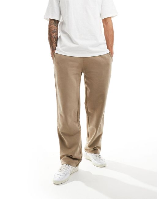 ASOS Natural Straight Leg joggers With Side Taping for men