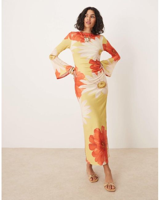 ASOS Orange Angel Sleeve Midaxi Dress