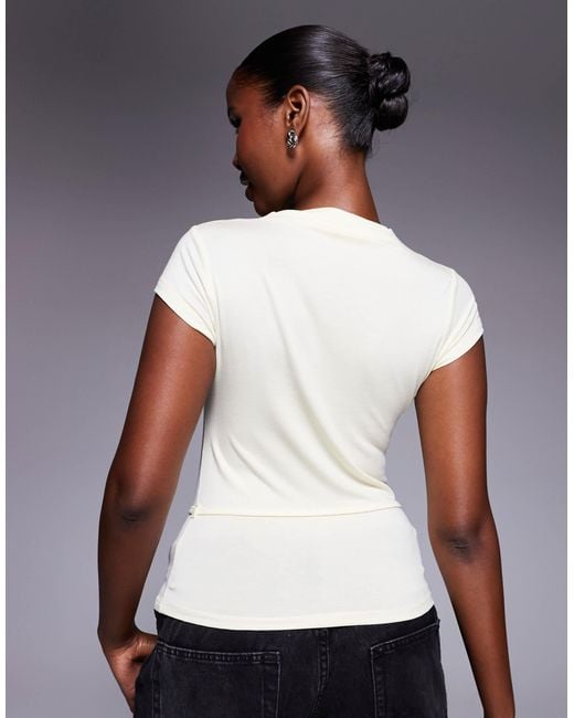 ASOS White Short Sleeve Top With Tie Waist Detail
