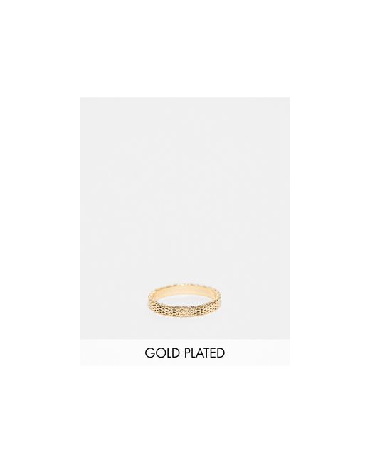 ASOS White Curve 14k Plated Ring With Fine Chain Link Detail