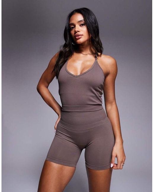 4505 Purple Seamless 5 Inch High Waist legging Shorts