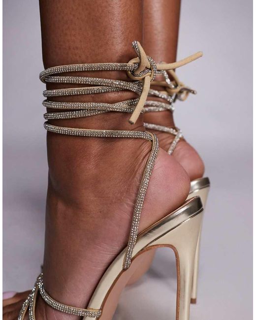 SIMMI Brown Simmi London Wide Fit Fenella Embellished Heeled Sandals