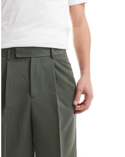 Pantaloncini eleganti a fondo ampio verdi di ASOS in Green da Uomo