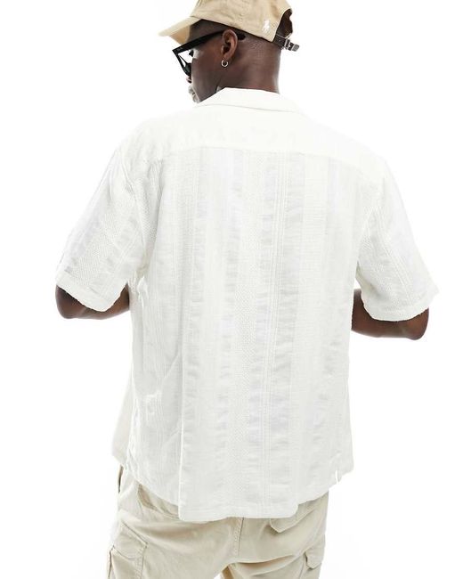 Camisa Blanca A Rayas Holgada De Manga Corta De Plumeti De Abercrombie & Fitch de hombre de color White