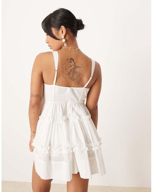 Vestito Corto Stile Corsetto Con Finiture di LACE & BEADS in White