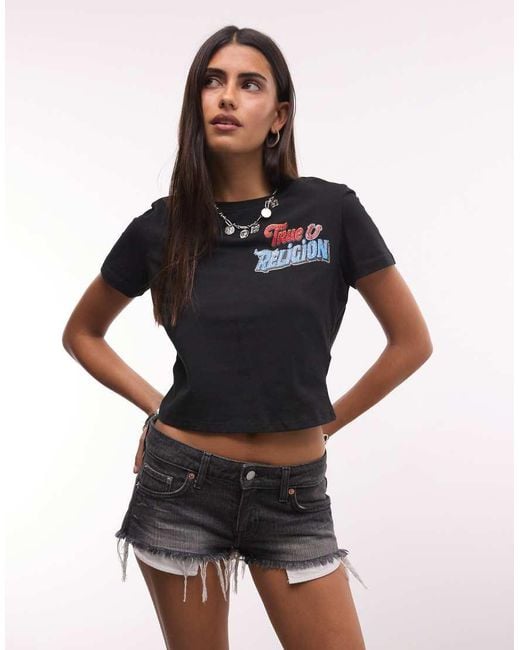 True Religion Black Crystal Soulful Back Graphic Baby T-shirt