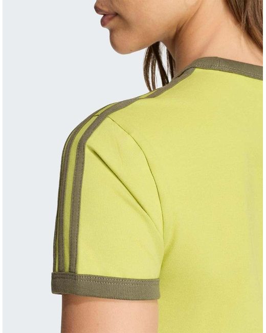Adidas Originals Green 3 Stripes Slim Tee