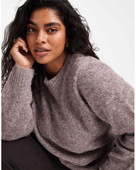 Vero Moda Gray Soft Fluffy Knit O-neck Jumper