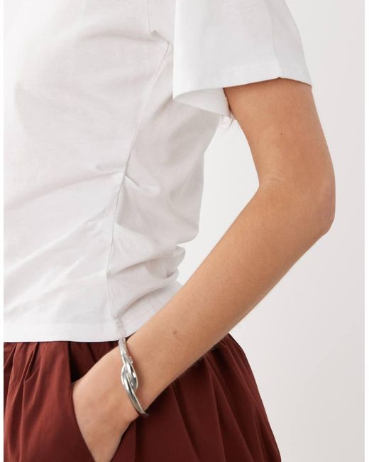 Brave Soul White Short Sleeve Corset Waist T-shirt
