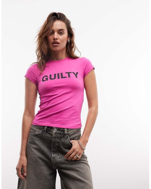 Collusion Pink Guilty Slogan Graphic Baby Tee