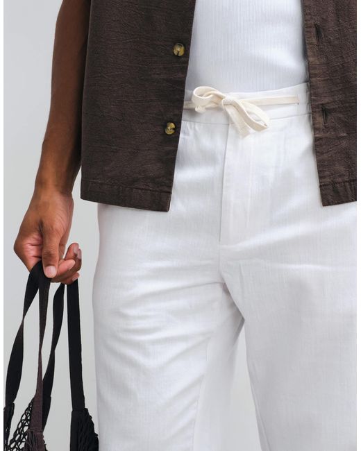 Mango White Straight Trouser for men