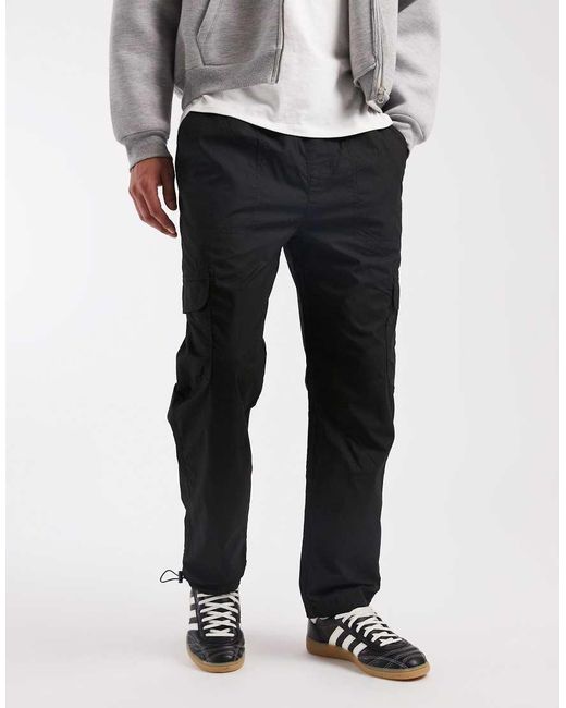 Brave Soul Black Cotton Poplin Cargo Pants for men