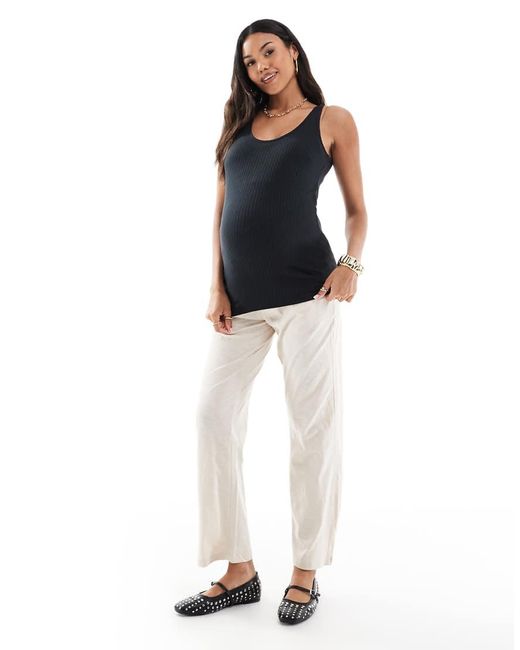 Mama.licious Blue Mamalicious Maternity Ribbed Jersey Tank Top