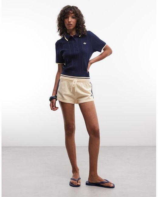 Adidas Originals Blue Cable Knit Polo