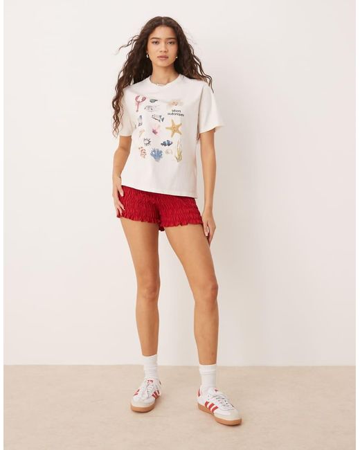 Abercrombie & Fitch White Relaxed T-shirt With Sea Details