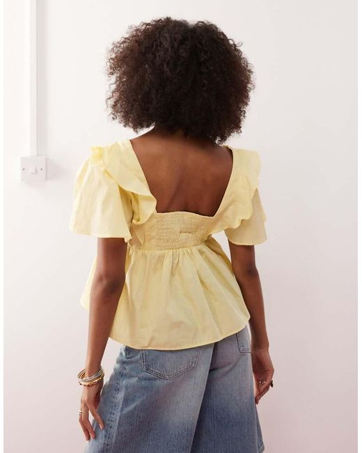 Reclaimed Vintage Natural Baby Doll Smock Top With Frills