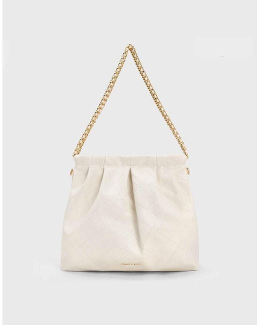 Charles & Keith Natural Duo Double Chain Bag