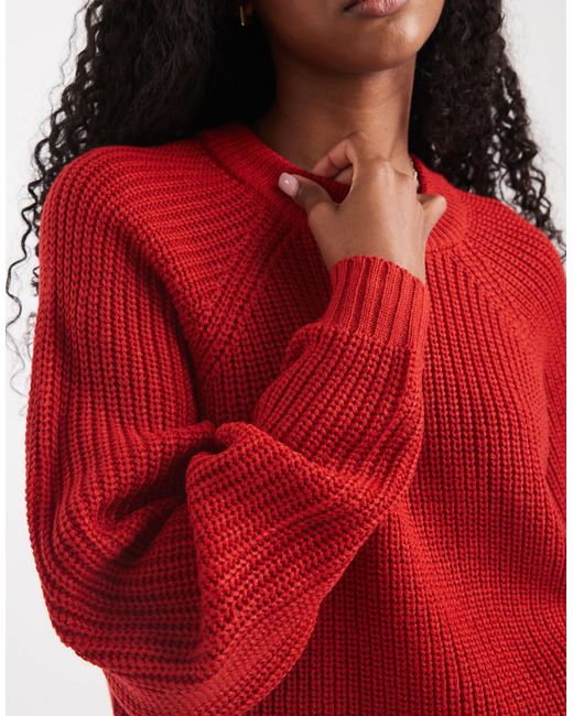 Pull à col ras Threadbare en coloris Red