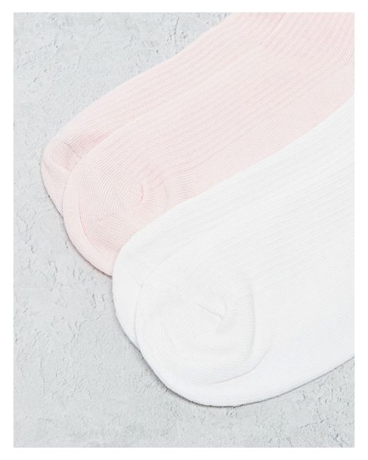 Monki White 2 Pack Frill Ankle Socks