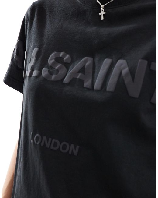 AllSaints Black Lisa biggy Tonal Logo Oversized T-shirt