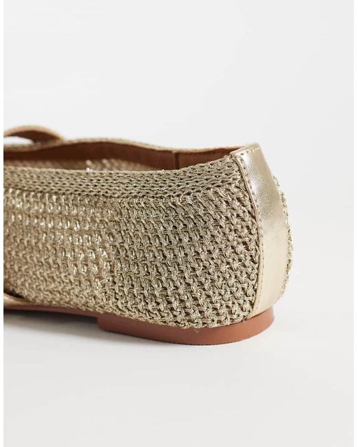 River Island Natural Crochet Mary Jane Ballet Flats