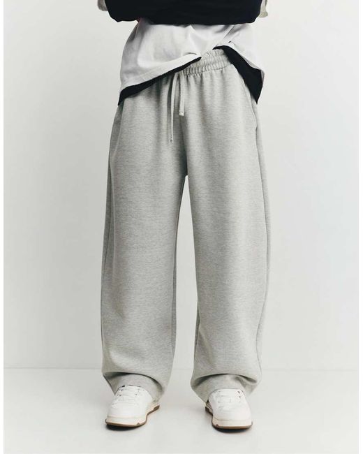 Pull&Bear White Interlock Balloon Tracksuit Bottoms for men