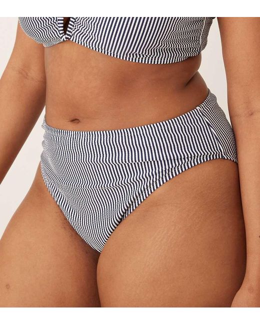 ASOS Blue Asos Design Curve Scarlet Stripe Azores High Leg High Waist Bikini Bottom