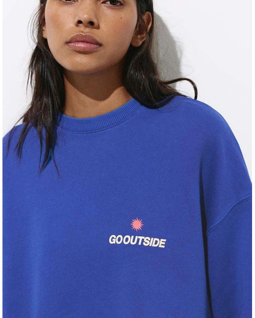 Pull&Bear Blue Relaxed Sun Graphic Sweatshirt
