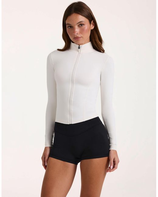 BO+TEE Natural Bo+tee Soft Active Zip Up Seamless Fitted Jacket