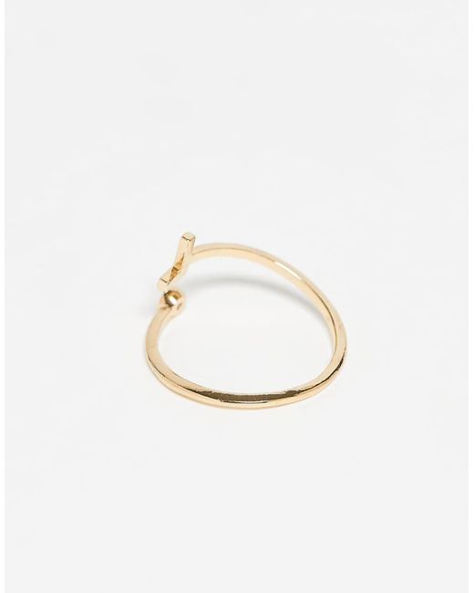 ASOS Wikkelring Met Kubieke Zirkonia En Letter 'L' in het Natural